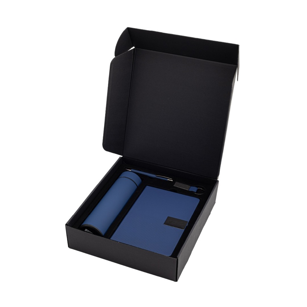 ORION SET - Giftology Set of Temperature Flask, Notebook, Pen and Keychain - Navy Blue 