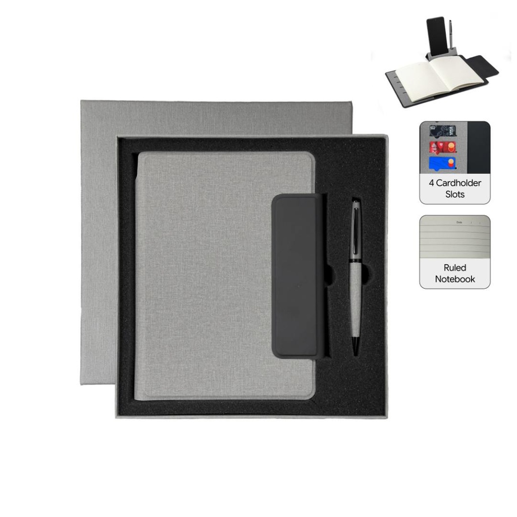 LUBECK - Santhome A5 PU Portfolio with Pen - Grey