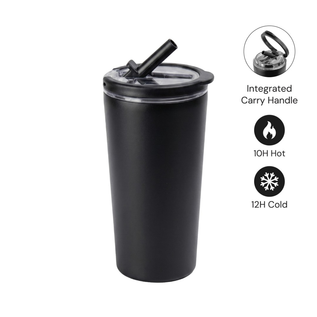 Hans Larsen Double Wall Tumbler with Sip Lid 600 ml - Black