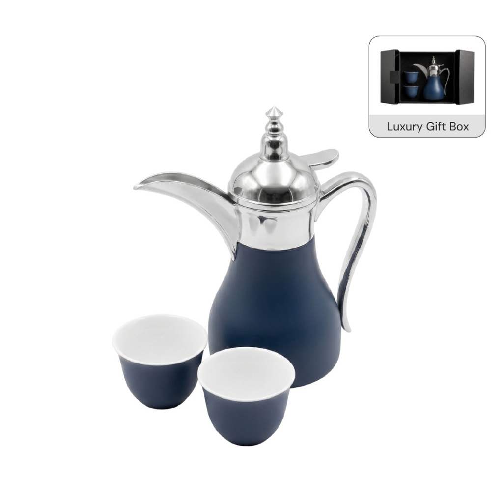 WESAL - Hans Larsen Dallah Nano Gift Set with 2 Cava Cups - Blue / Chrome
