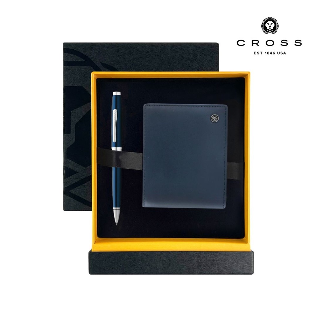 Cross Coventry Ballpoint Pen with Leather Wallet - Blue