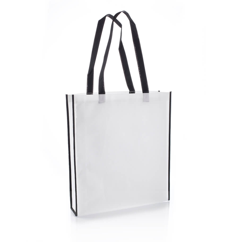 Non-Woven Shopping Bag Vertical White/Black