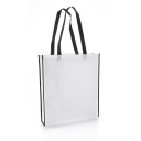 [NW001 V-White/Black] Non-Woven Shopping Bag Vertical White/Black