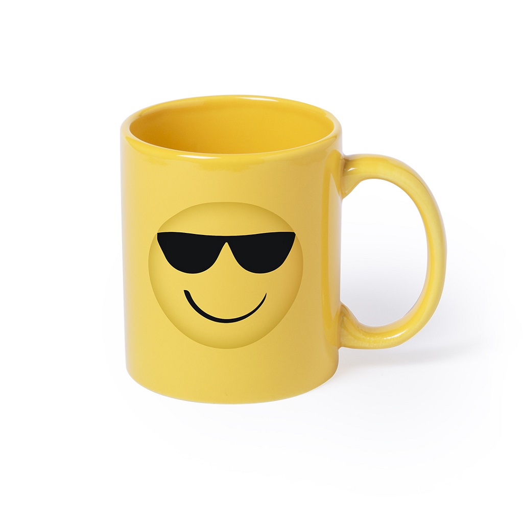370ml Ceramic Mug With Fun Emoji Designs - Sunglass