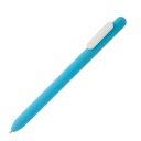 [WIPP 804] TORCY - Rubberized Pen With Sliding Clip - Aqua Blue