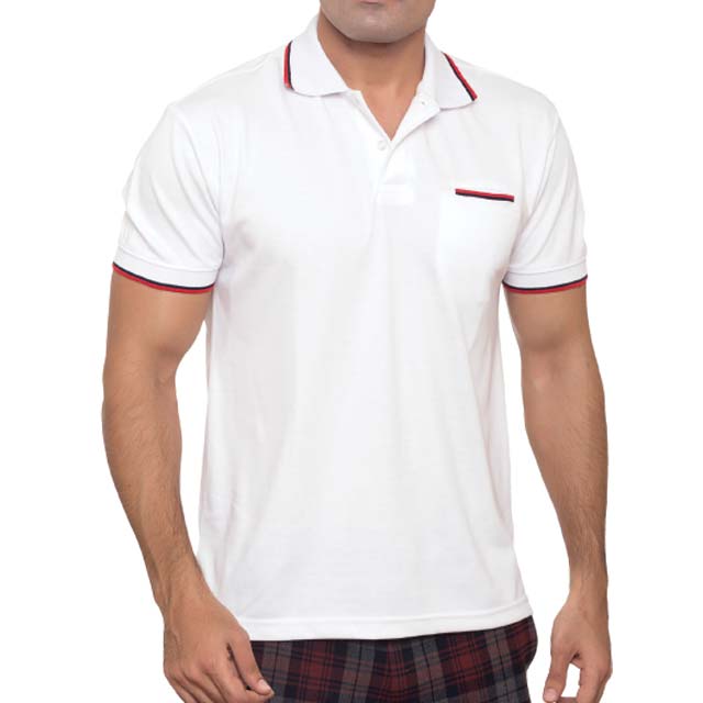 TROPIKANA - SANTHOME DryNCool Polo Shirt with UV protection ( XX-Large White - Red / Navy)