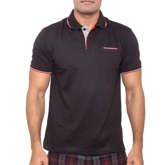 TROPIKANA - SANTHOME DryNCool Polo Shirt with UV protection ( Small Black - Red / Grey)