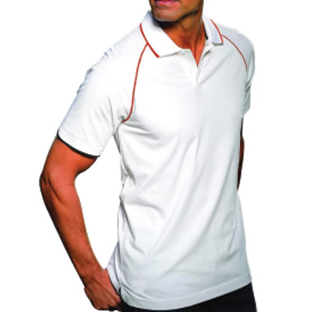 REGLAN - SANTHOME 2ply 100% cotton Polo Shirt ( Small White / Red)