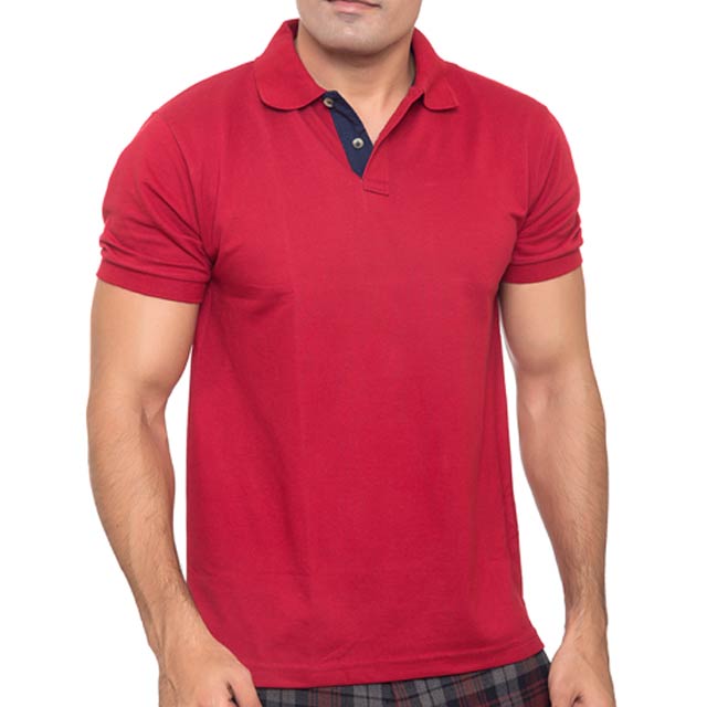 HIGHLANDER - SANTHOME Polo Shirt ( Large Terracotta (Red/Navy))