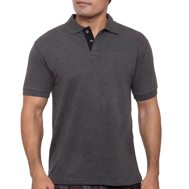 HIGHLANDER - SANTHOME Polo Shirt ( X-Large Ebonite (Dark melange / Black))
