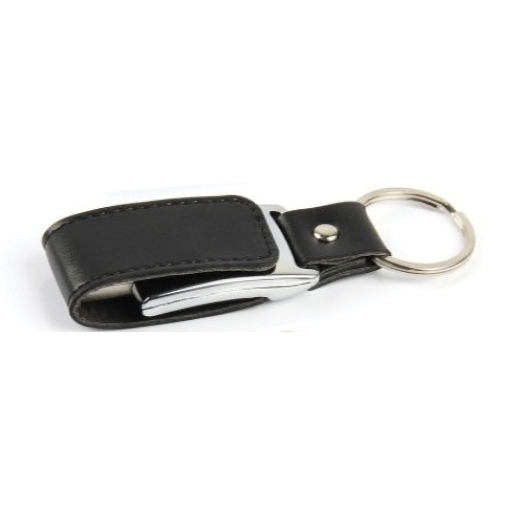 Wide Leather USB with Ring - 4GB - Black
