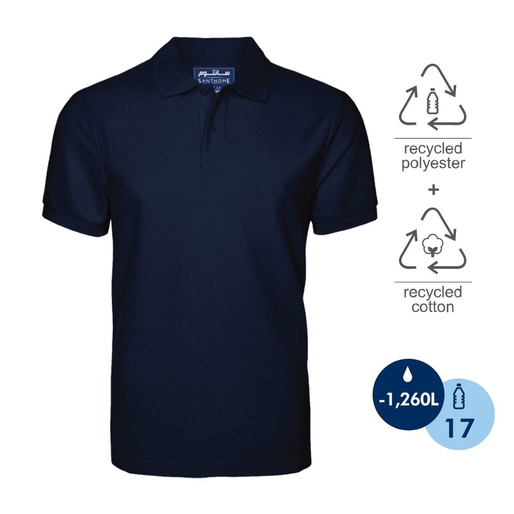 Santhome PRO EARTH (Mens) - The Fully Recycled Polo Shirt ( XX-Large Navy Blue)