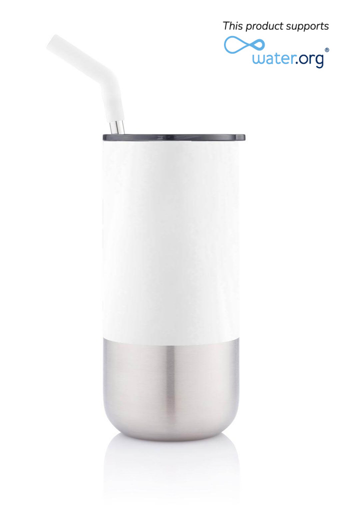 CHANGE Collection Insulated Tumbler with Reusable Straw - White