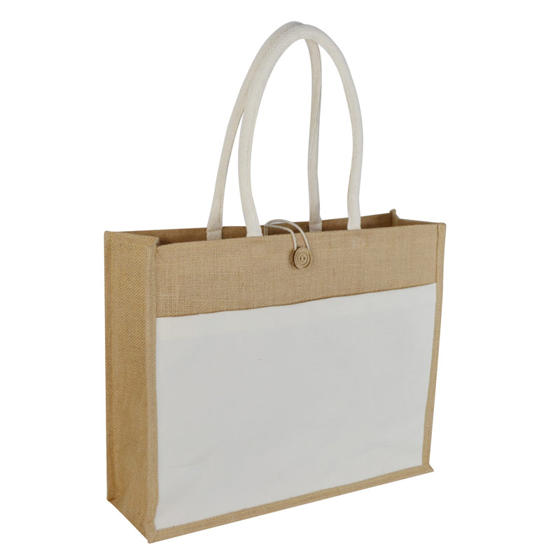 MONCLOVA - Jute Bag with Canvas Pocket - Natural