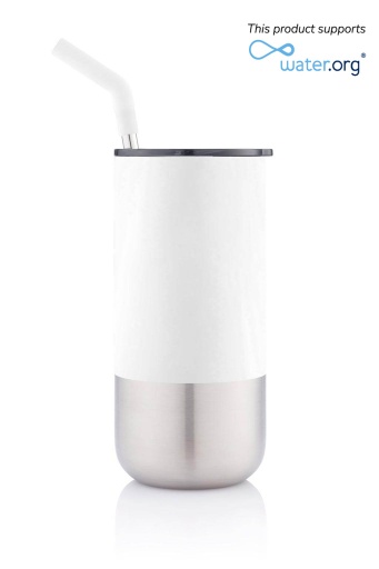 [DWHL 332] BORCULO - CHANGE Collection Insulated Tumbler with Reusable Straw - White