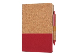 [NBEN 5103] BORSA - eco-neutral A5 Cork Fabric Hard Cover Notebook and Pen Set - Red