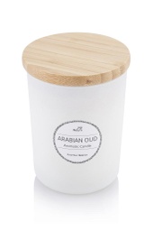 [SCEN 9102] NOUM - Arabic Oudh Scented Glass Candle with Bamboo Lid - White