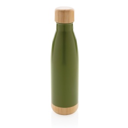[DWGL 3134] ODESSA - Giftology Double Wall Stainless Bottle with Bamboo Lid and Base - Green
