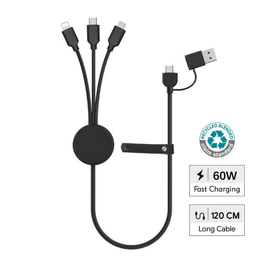 KOPER – @memorii Recycled 6-in-1 Charging Cable – Black