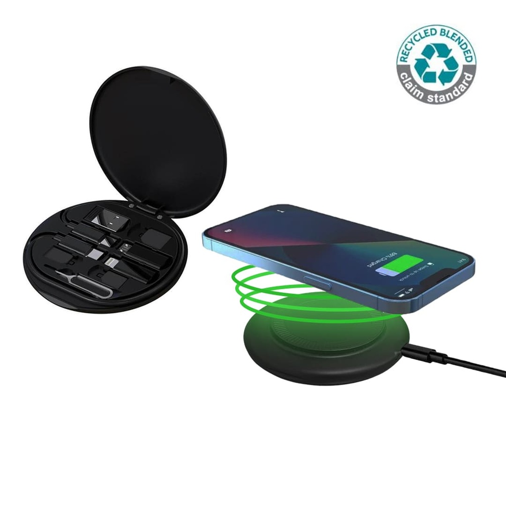 OSLO Mag – @memorii Recycled 15W Magnetic Wireless Charger Multicable Set – Black