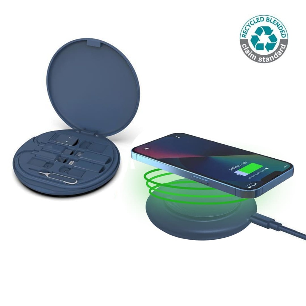 OSLO Mag – @memorii Recycled 15W Magnetic Wireless Charger Multicable Set – Blue