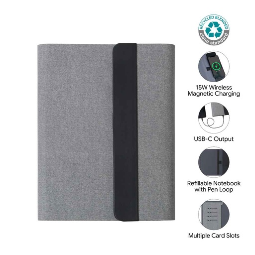 [ITFO 1267] BERGMUND - Santhome 10000mAh Magnetic 15W Magsafe Wireless Power Bank Folder - Grey