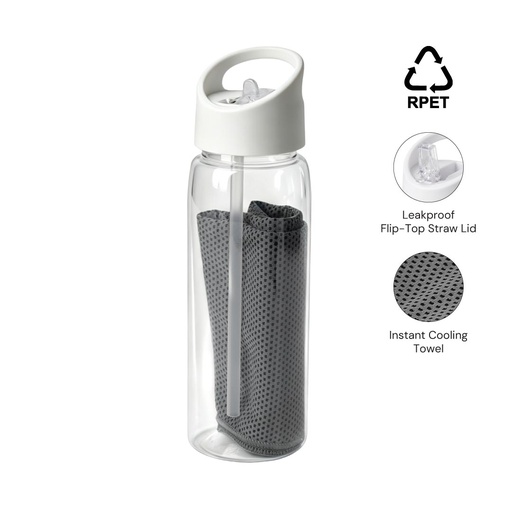 [DWGL 3297] DEVON - Giftology RPET Cooling Towel in RPET Bottle 800 ml - White