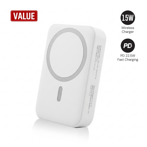 [ITWC 1304] Maglite 10K - 10000 mAh Magnetic Wireless Power Bank - White 