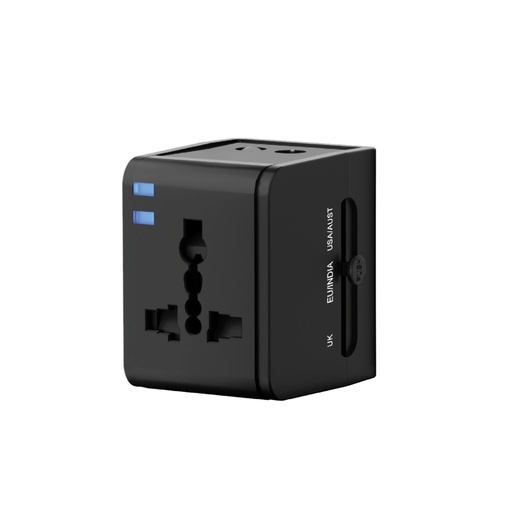 [TAGL 2242] SERRI AC - Giftology Travel Adapter with Type C Compatibility - Black 
