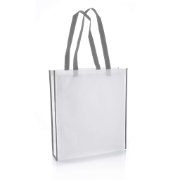 [NW001 V-White/Grey] Non-Woven Shopping Bag Vertical White/Grey