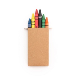 [STMK 137] Set Of 6 Crayons In Natural Cardboard Box.